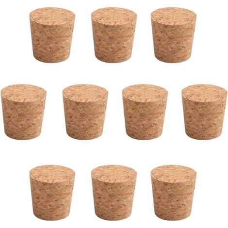 Juego de 10 tapones cónicos de madera con forma de corcho para botellas de cerveza y tarros de cristal.