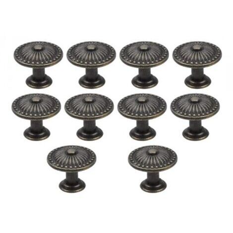Juego de 10 tiradores de bronce vintage para puertas de cajones, pomos de muebles de 25 mm, pomos redondos para cajones, pomos de latón para puertas, tiradores para armarios, cocinas y habitaciones in