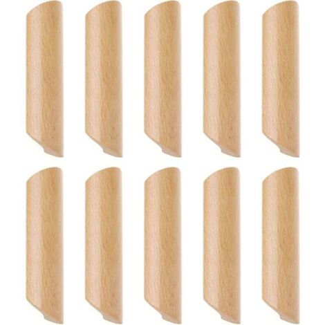 Juego de 10 tiradores de madera en forma de abanico para muebles y cajones, con tornillos y separación entre agujeros de 160 mm.