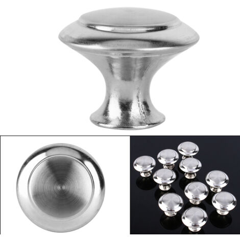 Juego de 10 tiradores para cabina: pomos redondos de acero inoxidable para muebles y cocina.