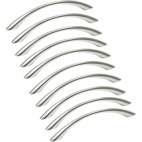 Juego de 10 tiradores para muebles de cocina de acero inoxidable - Tirador de puerta de níquel cepillado Tirador de cocina de acero inoxidable Distancia entre centros 128 mm Plateado