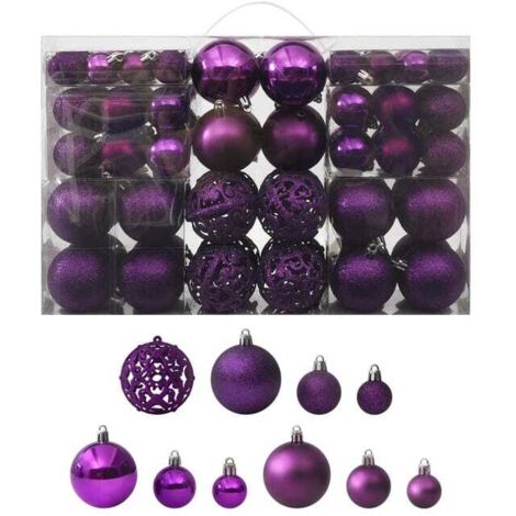 Juego de 100 bolas navideñas, color morado.