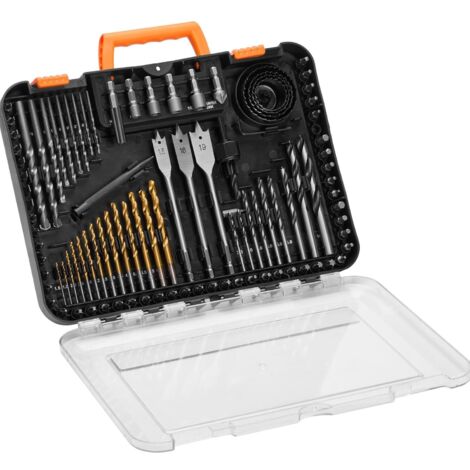 Juego de 100 brocas y puntas de destornillador, kit de perforación y atornillado para madera y metal, con estuche de transporte, para bricolaje.