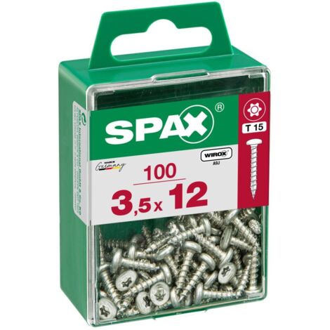 Juego de 100 tornillos SPAX Torx de acero con cabeza redonda, diámetro 3,5 mm x largo 12 mm SPAX
