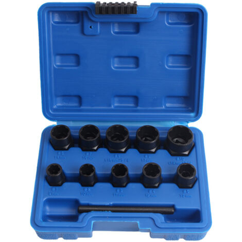 Juego de 11 extractores de tuercas y tornillos, herramientas para desmontar tornillos dañados y oxidados.
