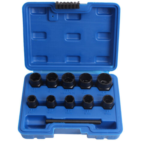 Juego de 11 extractores de tuercas y tornillos, herramientas para desmontar tornillos dañados y oxidados.