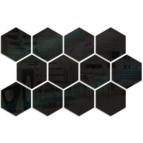 Juego de 12 adhesivos de pared hexagonales con efecto espejo, extraíbles y decorativos, fabricados en acrílico, para decorar tu dormitorio, baño o sala de estar.