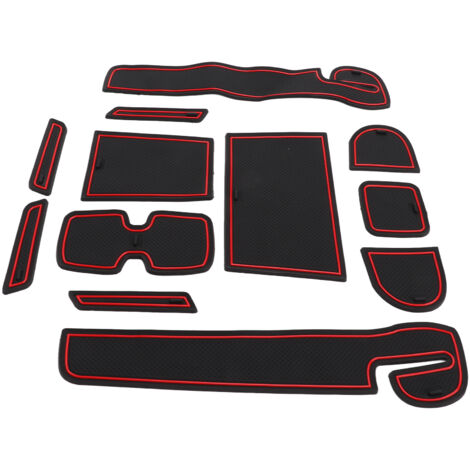 Juego de 12 alfombrillas centrales flexibles e inodoras para la cabina del Suzuki Swift 2018-2020, color negro y rojo, de PVC.