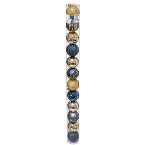 Juego de 12 bolas Navidad ø 6 cm azul-dorado -