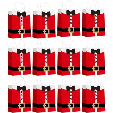 Juego de 12 bolsas de regalo de Papá Noel, bolsas de papel kraft con botones de Papá Noel, bolsas para dulces, bolsas para envolver regalos y para fiestas.