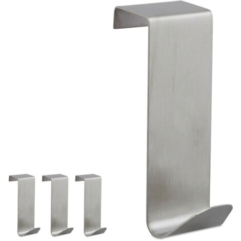 Juego de 12 colgadores de puerta, acero inoxidable, color plata, 7 x 2,5 x 5 cm
