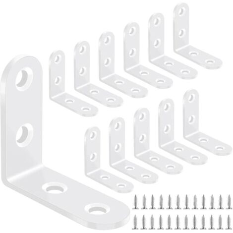 Juego de 12 escuadras de esquina en forma de L, 40 mm x 40 mm, para soportes de mesas y sillas, conectores para muebles de madera, color blanco