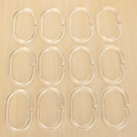 Juego de 12 ganchos de plástico para cortina de ducha tipo C, anillos para colgar, clips de bucle, deslizadores, prácticos repuestos para accesorios de baño