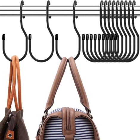 Juego de 12 ganchos giratorios para bolsos y accesorios, color negro.