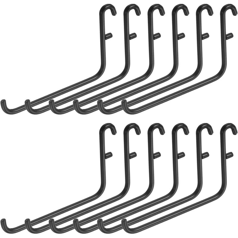 Juego de 12 ganchos metálicos para tablero perforado, 9,4 x 6,1 cm, ganchos de almacenamiento metálicos en forma de L, accesorios colgantes para el