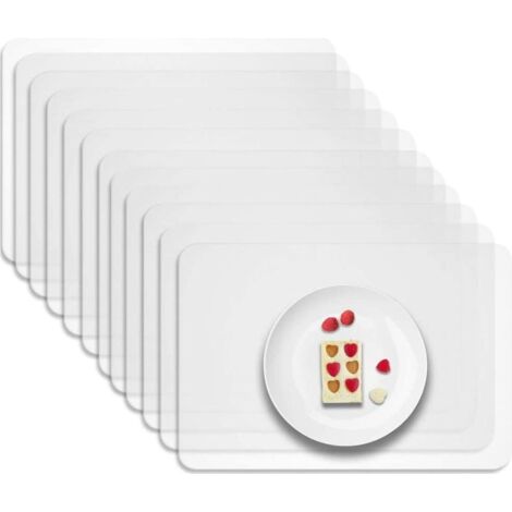 Juego de 12 manteles individuales transparentes, resistentes a las manchas, lavables, de plástico, antideslizantes y resistentes al calor, de alta calidad, para la cocina y el comedor.