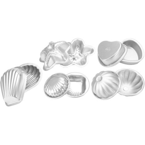 Juego de 12 moldes para bombas de baño y repostería DIY, fabricados en aleación de aluminio. Juego completo con formas (círculos, conchas, vieiras) para creaciones artesanales.