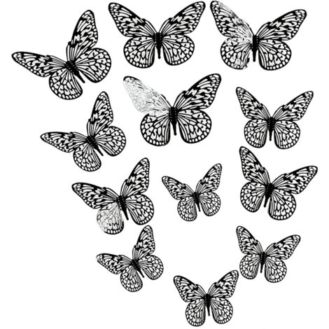 Juego de 12 pegatinas de pared de mariposas recortadas, pegatinas 3D troqueladas para nevera, mariposas decorativas de papel para decoración DIY, pegatinas removibles