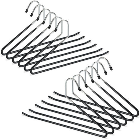Juego de 12 perchas antideslizantes para pantalones, fabricadas en metal y PVC, 35 cm