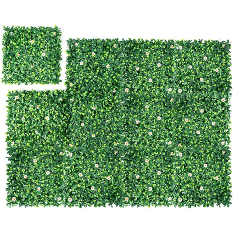 

Juego de 12 Piezas Seto Artificial de Pared Pantalla de Privacidad Seto Decoración para Jardín Patio Balcón (50 x 50 cm)