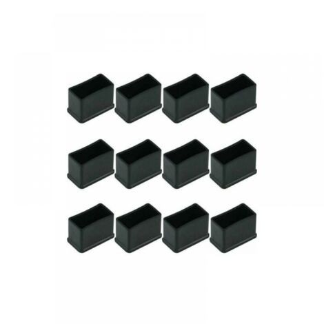 Juego de 12 protectores rectangulares para patas de mesa o silla - Negros, 15 x 30 mm.
