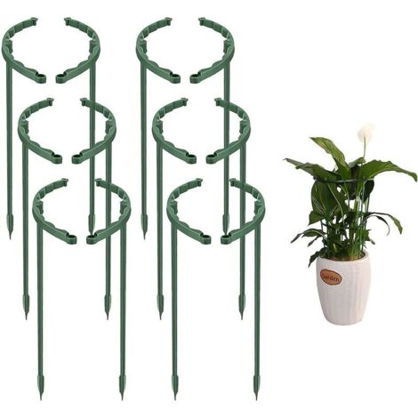 Juego de 12 soportes de plástico para plantas arqueadas, estacas para plantas, soportes semicirculares para plantas, soportes para plantas de jardín, para plantas con flores, rosas e hortensias.