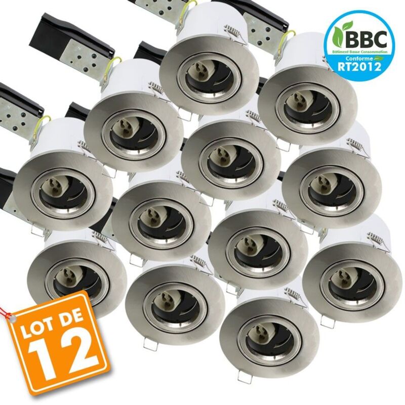 

Eclairage Design - Juego de 12 Spot Ceiling BBC acero cepillado giratorio diam 100