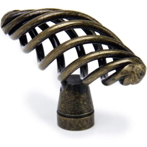 Juego de 12 tiradores vintage para armarios de cocina con forma de jaula retorcida, bronce antiguo, 7,5 cm