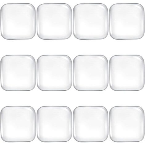 Juego de 12 topes de puerta cuadrados transparentes para montaje en pared - Topes de puerta de goma flexibles transparentes autoadhesivos