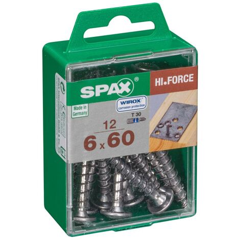 Juego de 12 tornillos SPAX de acero con cabeza avellanada torx, Diam.6 mm x L.60 mm SPAX