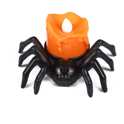 Juego de 12 velas de Halloween con forma de arañas calabaza, velas decorativas a pilas para decorar fiestas de Halloween con un toque terrorífico.