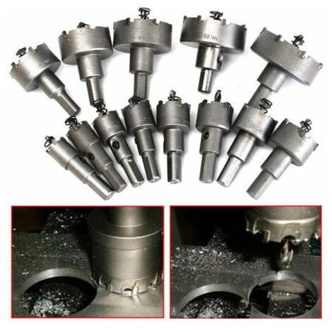 Juego de 13 brocas de corona, brocas de corona de acero inoxidable de 16 mm y 53 mm, brocas de carburo, brocas para metal, herramientas de ferretería, avellanador de carburo.