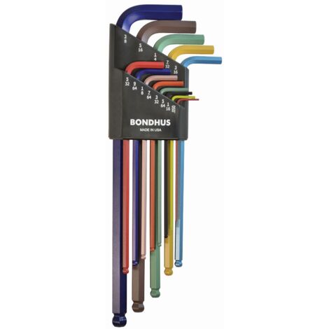 Juego de 13 llaves en L punta-bola ColorGuard™ en pulgadas .050-3/8" Bondhus 69637
