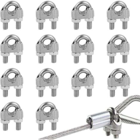 Juego de 14 abrazaderas de acero inoxidable para cables de 6 mm de diámetro, rosca M6.