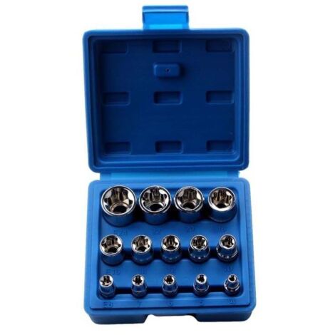 Juego de 14 vasos Torx hexagonales hembra E-Torx E4-E24