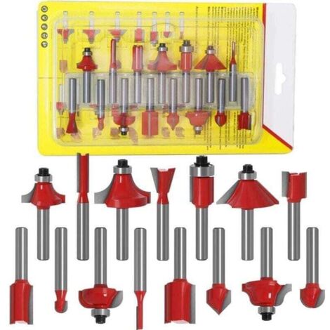 Juego de 15 brocas de carburo de 6,35 mm para fresado, vástago de 1/4", brocas para carpintería
