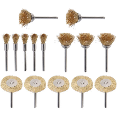 Juego de 15 cepillos de alambre de cobre giratorios para decapar, eliminar óxido y limpiar metales.