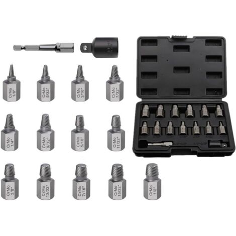 Juego de 15 extractores de tornillos de doble cabeza, kit de extracción de pernos de fácil extracción, cabezal hexagonal multiestriado de 3/8" para extraer pernos y tornillos dañados, rotos y oxidados