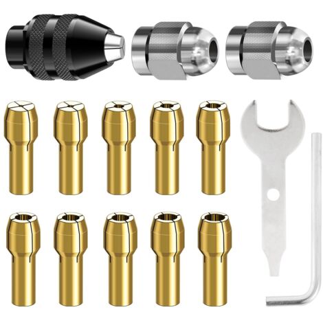 Juego de 15 piezas de mandriles compatibles con Dremel, accesorios para herramientas rotativas, de 0,8 mm a 3,2 mm, reemplazo para el mandril de cambio rápido 4486, reemplazo para la abrazadera de suj