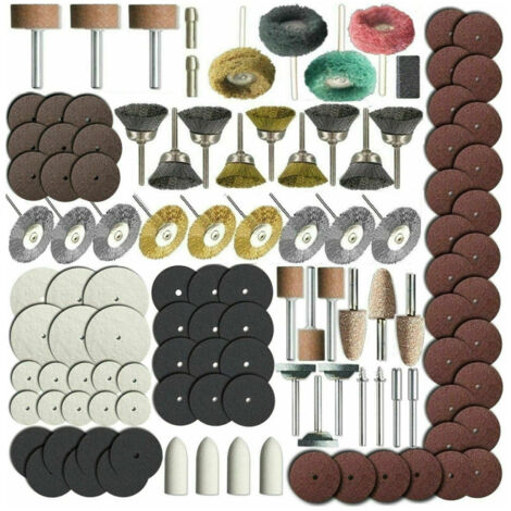 Juego de 150 accesorios para herramientas rotativas eléctricas, brocas compatibles con vástagos de 1/8 de pulgada para esmerilar, lijar y pulir.