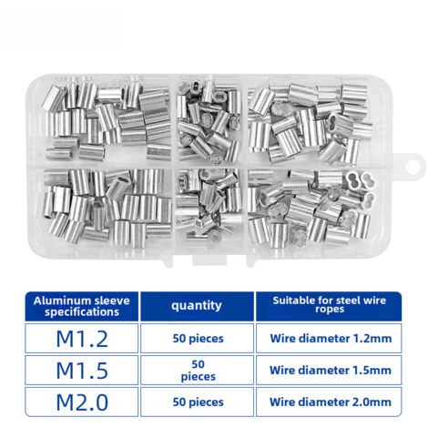 Juego de 150 piezas de aluminio Form-8  Tres especificaciones  Alicates de corte y engaste  Para cable de acero y pesca marítima  Incluye gancho de anclaje