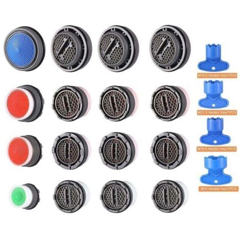 Juego de 16 aireadores de grifo, boquillas ahorradoras de agua para mezcladores de fregadero de cocina y lavabos de baño (M16/M18/M22/M24)