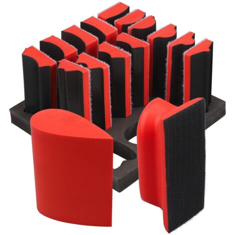 Juego de 16 bloques de lijado manual, bloques de lijado manuales eficaces y duraderos, esponjas de lijado para lijar coches, muebles, eliminar óxido, pulir metales y utensilios de cocina.