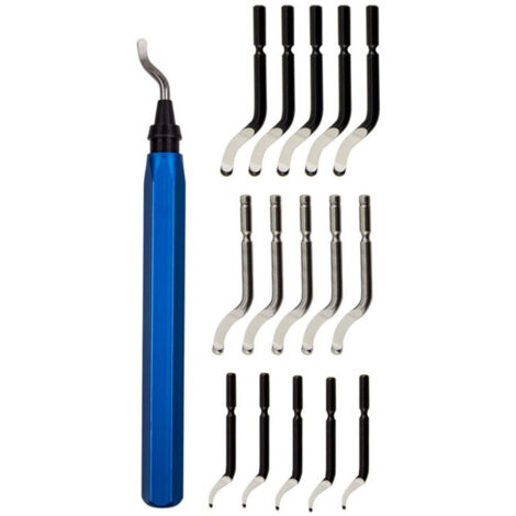 Juego de 16 cuchillas rotativas para desbarbar, con mango de aleación de aluminio y cuchillas de 43 mm/47 mm para madera, plástico, cobre y acero.
