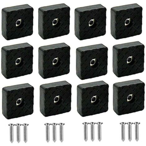 Juego de 16 protectores de silicona negros para patas de muebles, almohadillas de goma elásticas antideslizantes para patas de muebles y sillas con tornillos (30 x 30 x 10 mm)