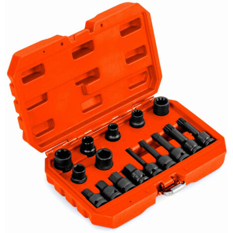Juego de 16 vasos para pinza de freno 28 x 7 x 18 cm amplia compatibilidad diseño ergonómico hierro cromo-vanadio naranja 200011771