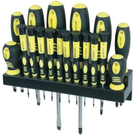 BRÜDER MANNESMANN Juego de 18 destornilladores con soporte de pared - Mannesmann M11410