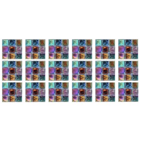Juego de 18 láminas autoadhesivas, impermeables y resistentes al aceite, con diseño de mosaico, en varios colores, para que puedas decorar las paredes de tu baño o cocina tú mismo.