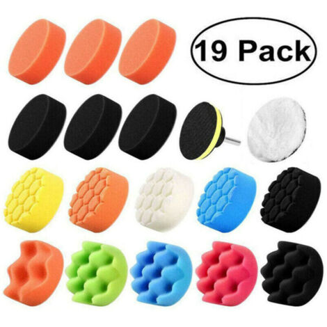 Juego de 19 almohadillas de pulido de espuma de Ø80 mm con vástago M10 para pulidora RO/DA – ideal para uso automotriz.