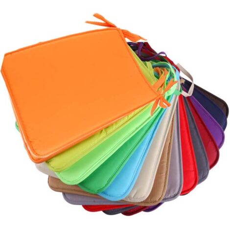 Juego de 2/6/8 cojines para silla con lazos - 40 x 40 cm - Cojines para silla de comedor, jardín y exterior (8 piezas, naranja)